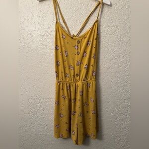 Yellow Floral Print Romper